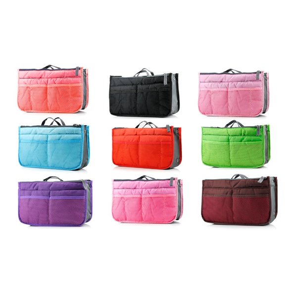 Travel Tote Handbag/Purse Insert Cosmetic Organizer (Hot Pink) - Picture 6 of 7